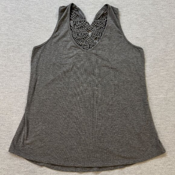 Maurices Gray Sleeveless Tank Top Racerback Crochet-look Lace Back Womens Size M - Picture 4 of 14